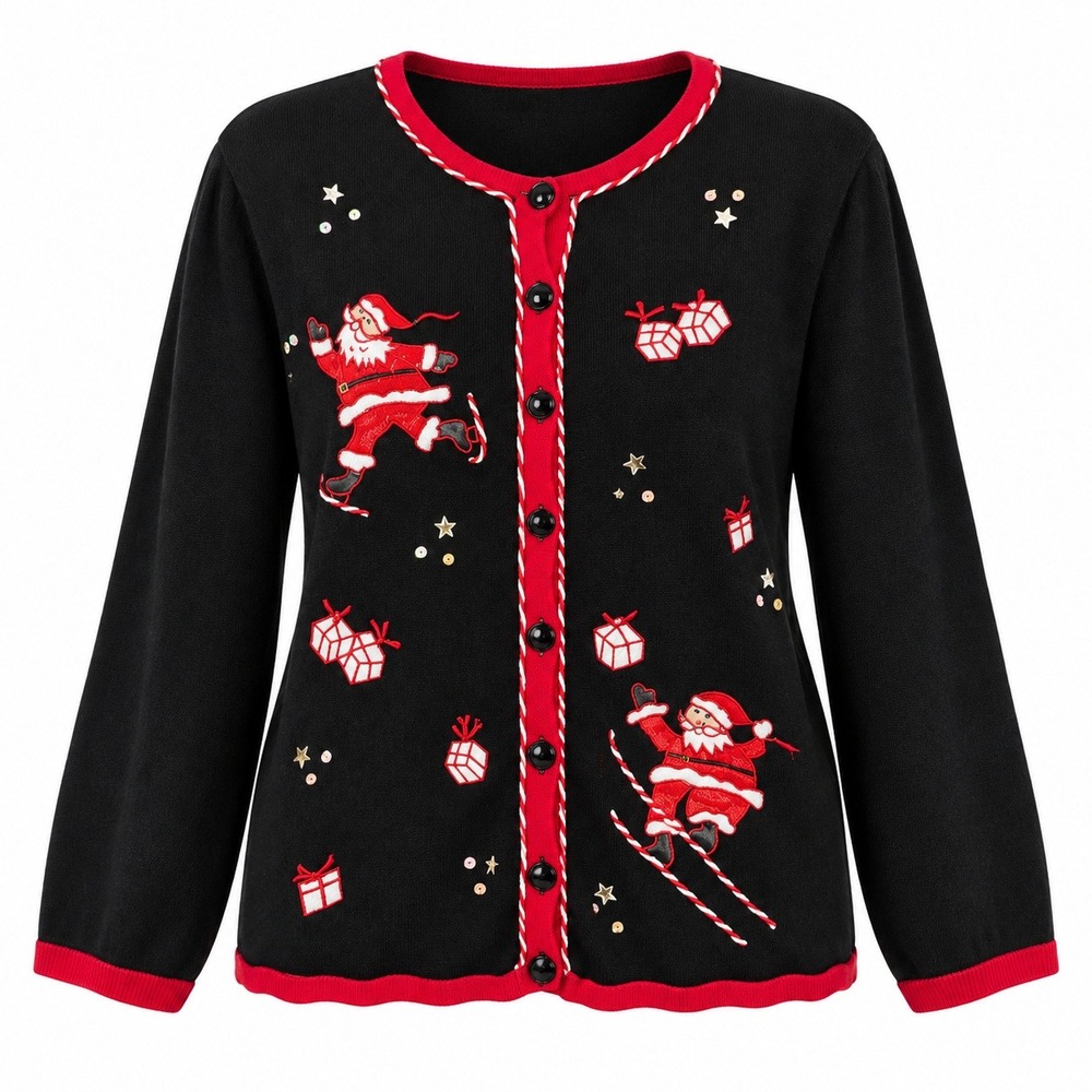 Vintage Designers Originals Studio Ugly Christmas Cardigan Women Size XL Festive